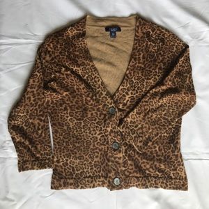 Women's Chaps Cheetah Print Cardigan Size M