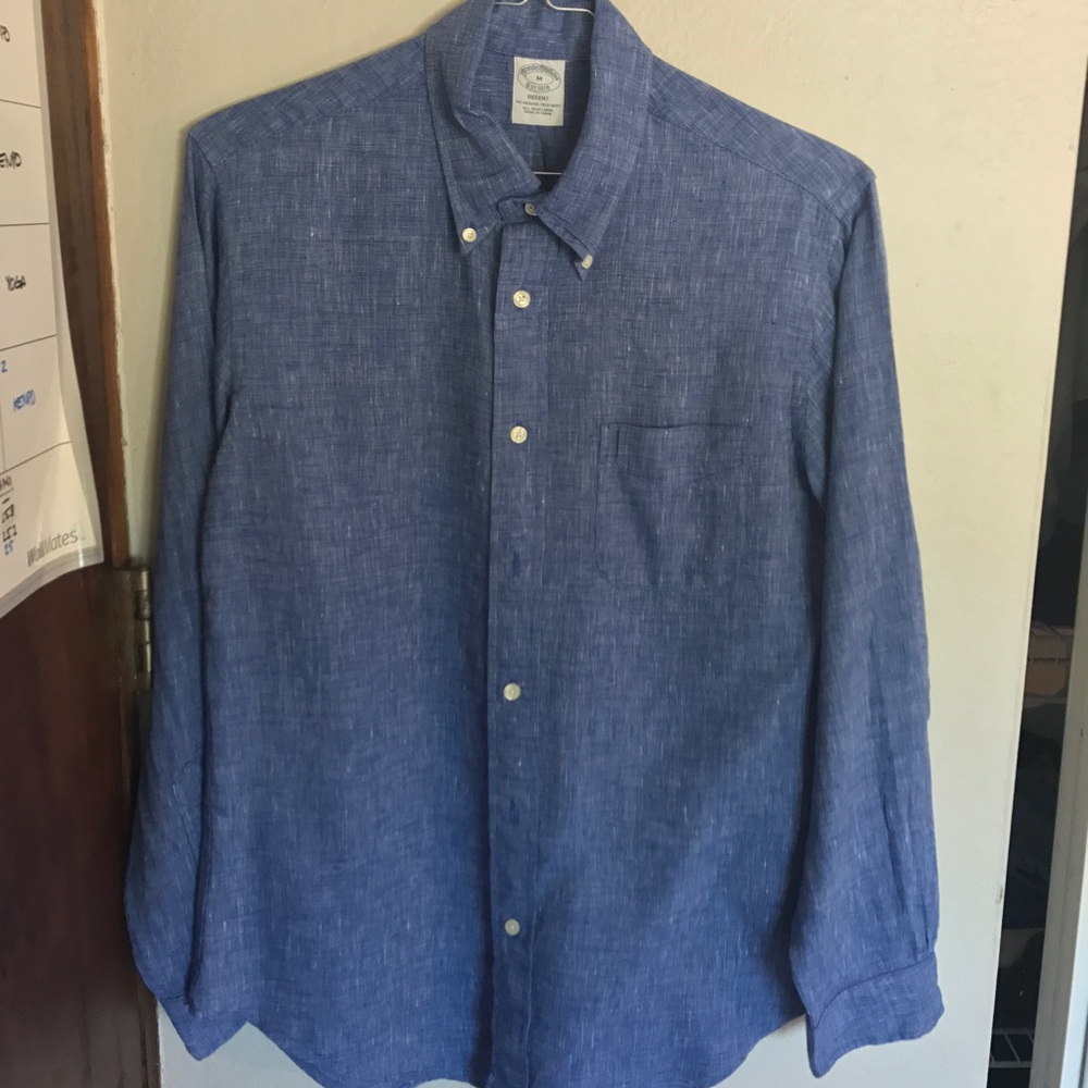 Brooks Brothers Irish Linen Shirt - Blue - M