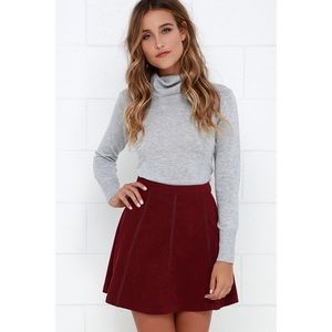 Lulu's Red Suede Skirt