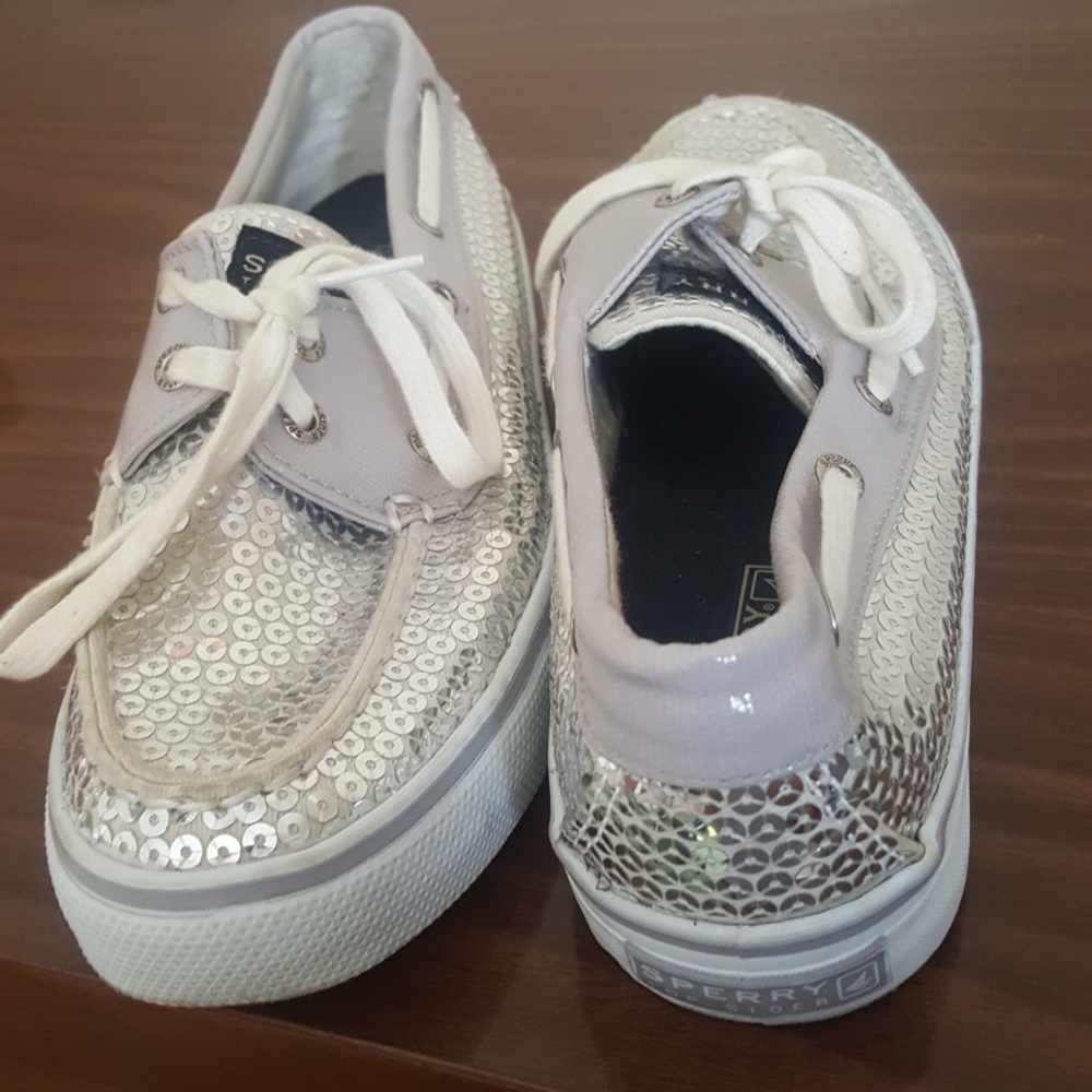 Silver Sequin Sperry Top Sider