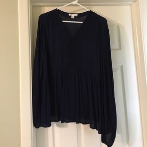 Navy peasant blouse