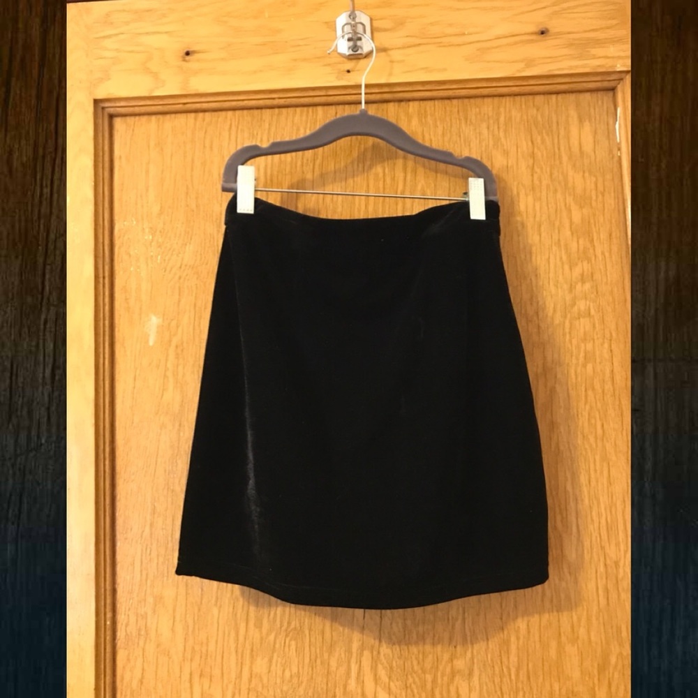 Black velvet mini skirt