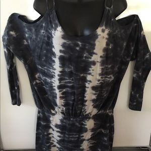 Tie dye gray dress all cotton off the shoulder
