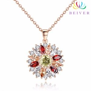 Pendant, flower design with rose gold plating