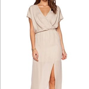 Long draped slit front Rory Beca Maxi dress