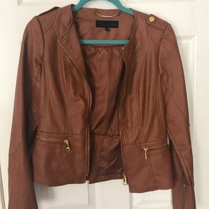 Steve Madden Cognac Leather Moto Jacket