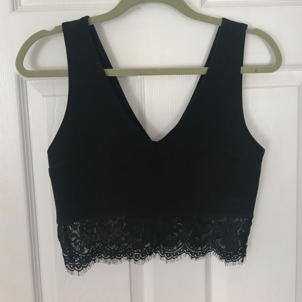 Forever21 Black Lace Crop Top