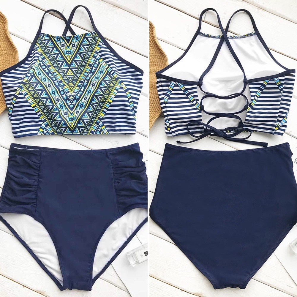 NWT Cupshe Riddle Story Print Bikini Set