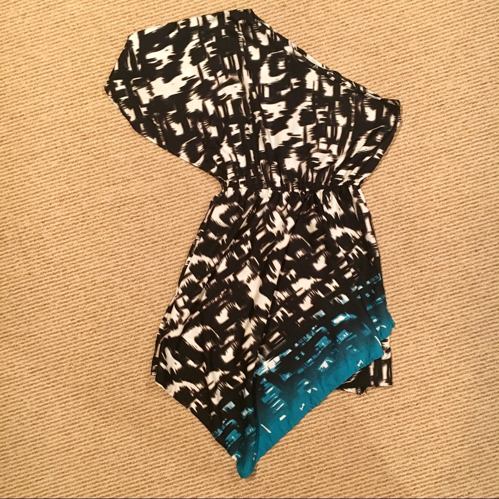 One shoulder asymmetric tropical dress