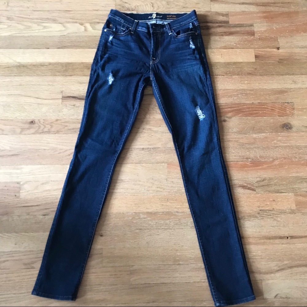 Distressed 7 for all mankind jeans.