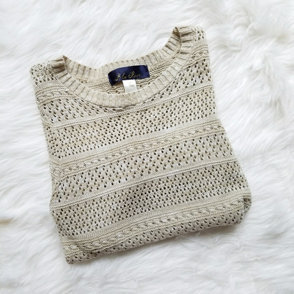 Francesca's Blue Rain Tan Sweater