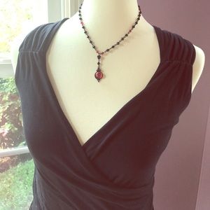 ~goth~ sexy red and black drop necklace