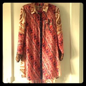 Mixed Print Tunic Shirt Mixed Print Tunic Shirt