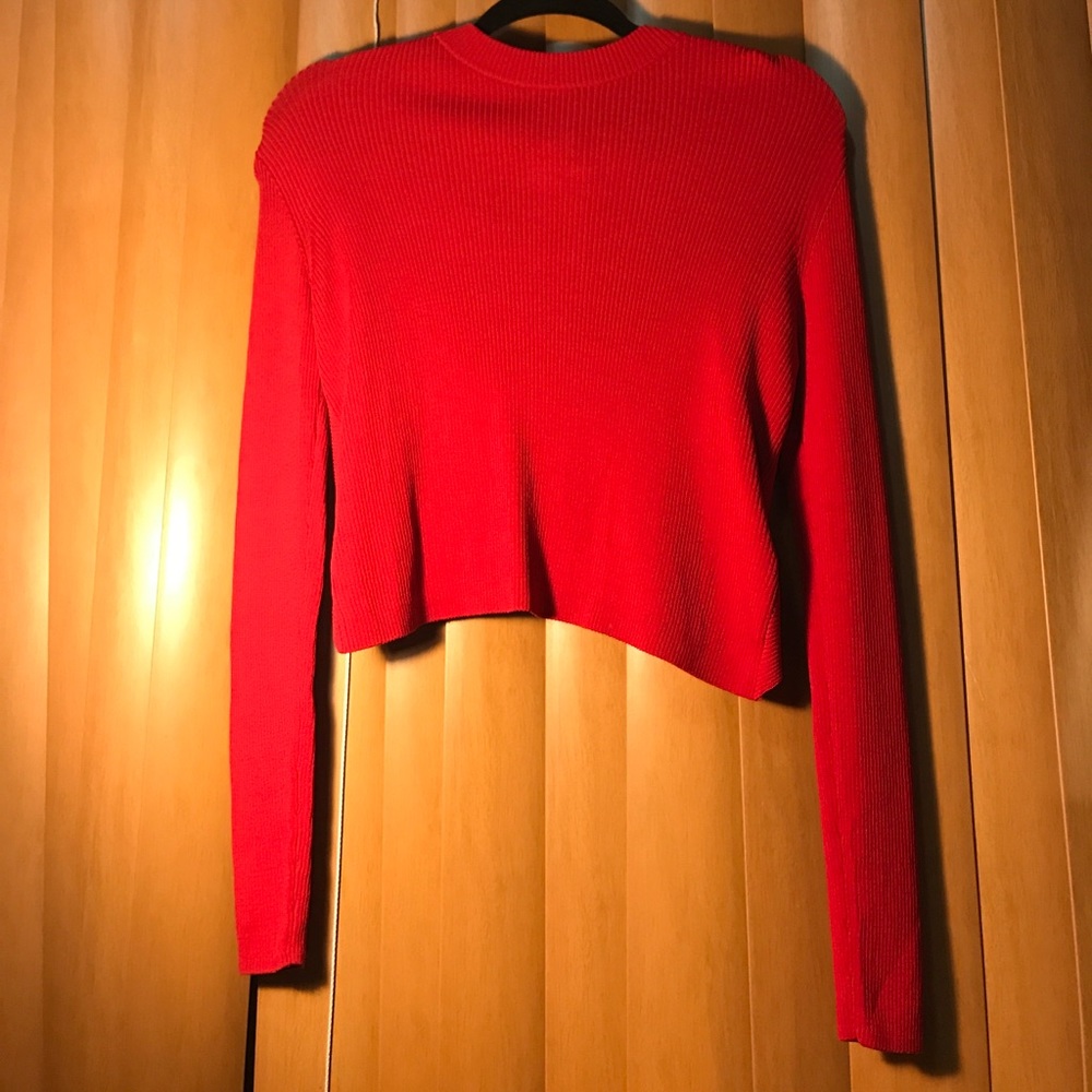 Long sleeve red crop top