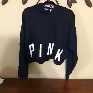 PINK "Cropped Lace Up Pullover"
