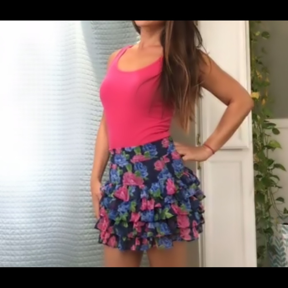 Floral tiered Abercrombie mini skirt
