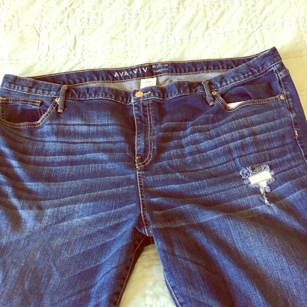 Ava & Viv Boyfriend Jeans, Plus Size 24