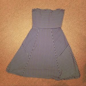 Black & white strapless dress