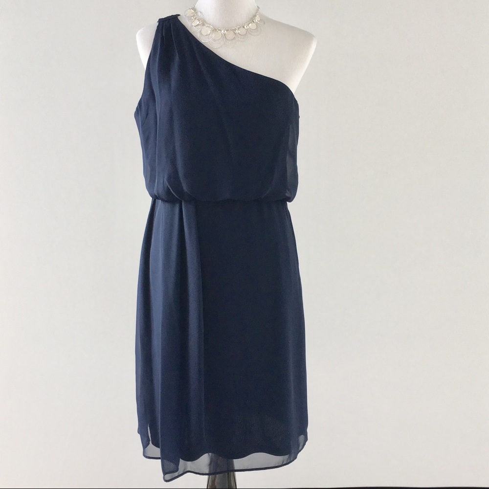 Adrianna Papell Navy One Shoulder Cocktail dress