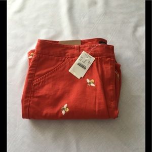 NWT J. Crew Bee Embroidered Patterned Pants