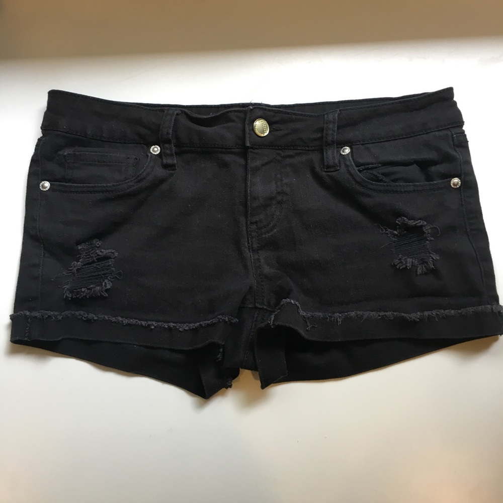 black jean shorts