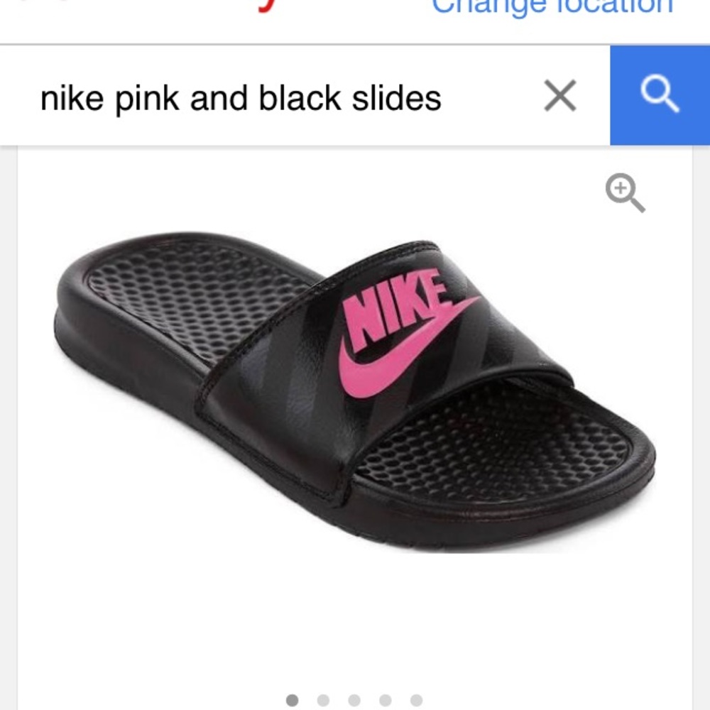 PINK & BLACK NIKE SLIDES