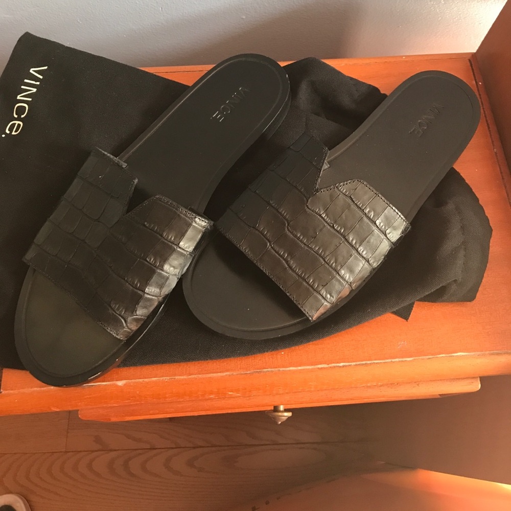 Vince croc print slide