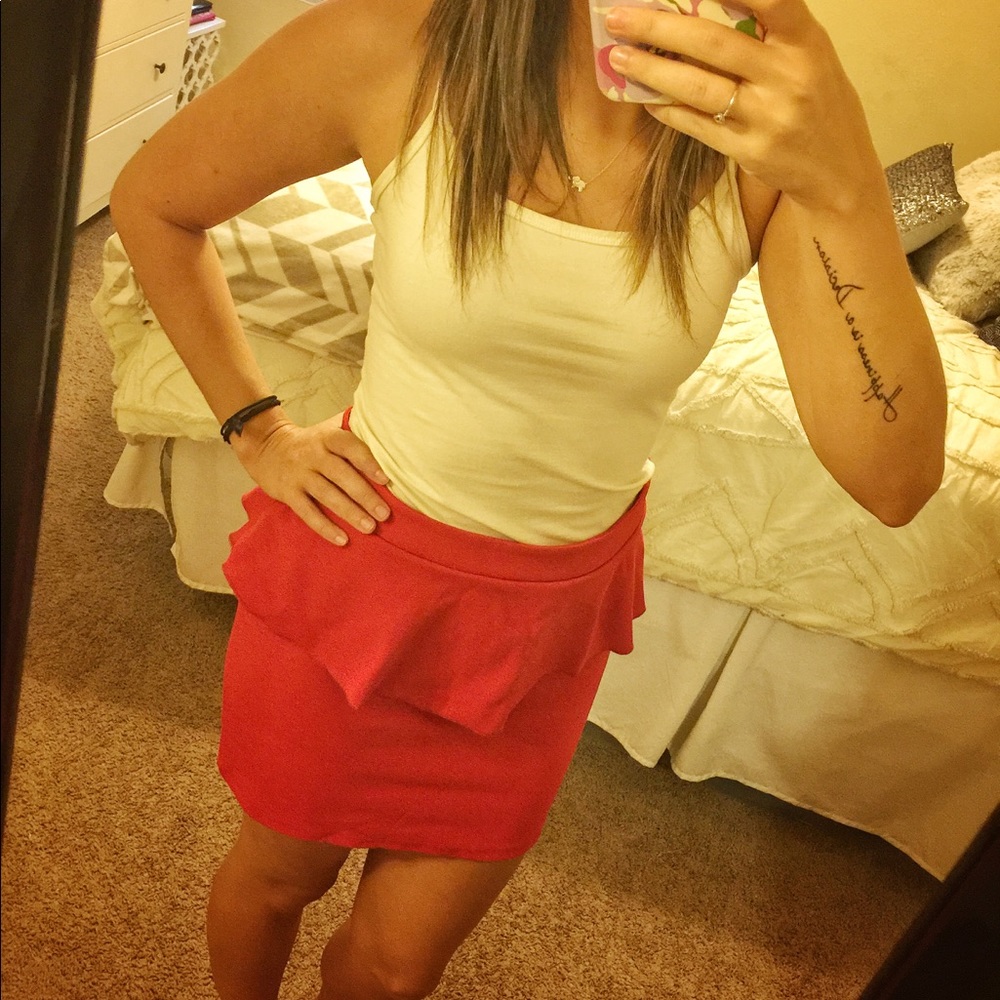 Red mini skirt