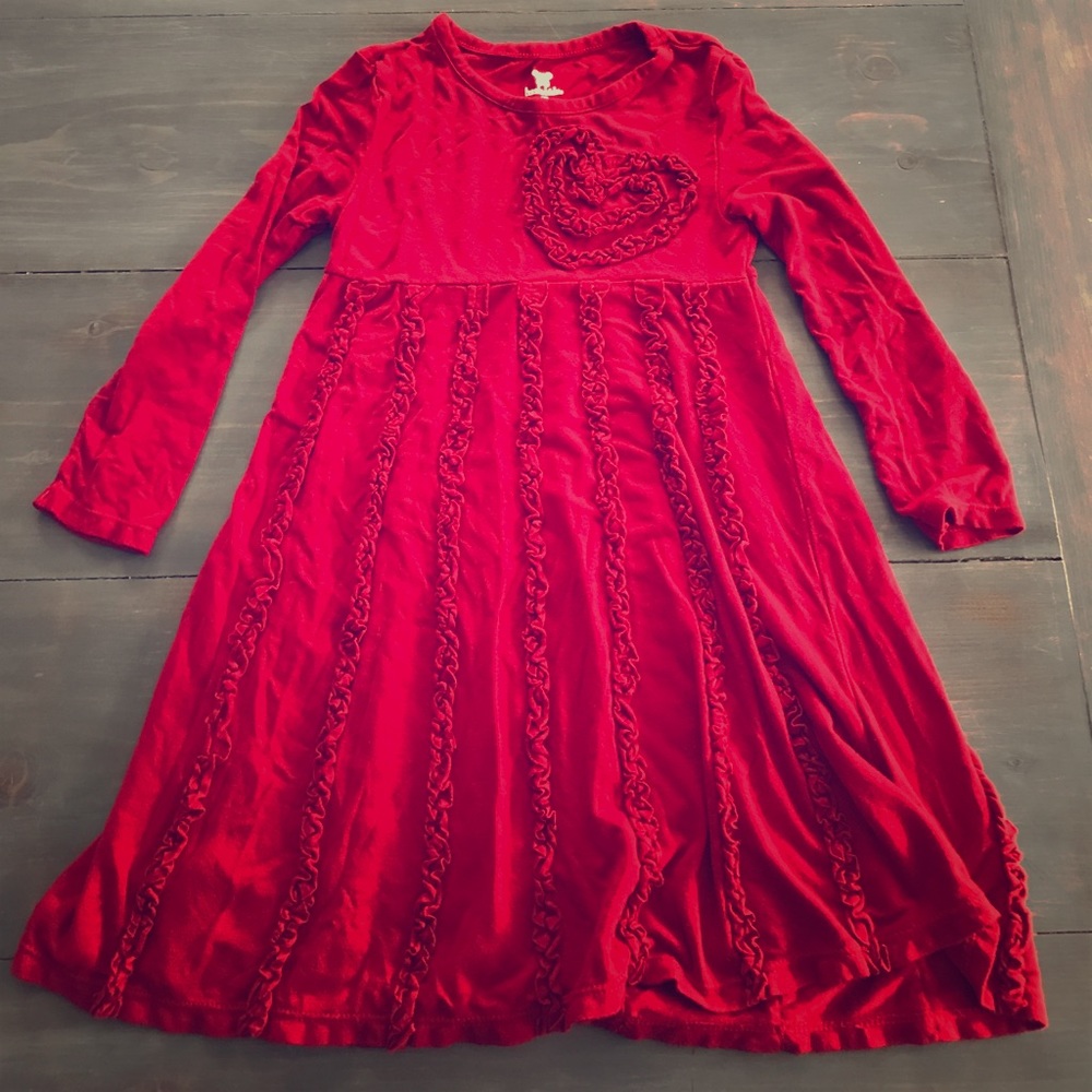 Red heart ruffled dress 3T