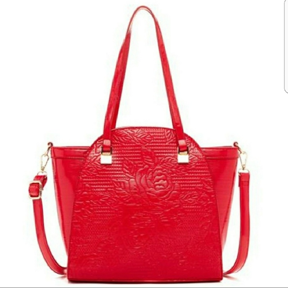 Wall of Rose shoulder/tote bag in Marsala Red