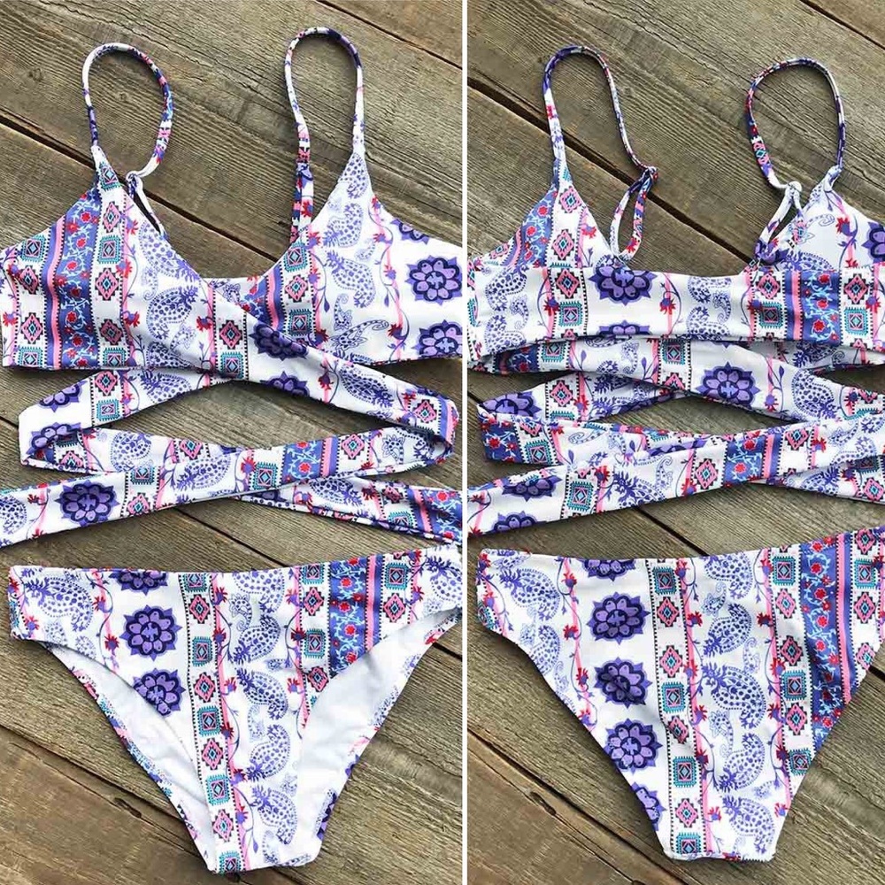 NWT Cupshe Amorous Feeling Cross Bikini Set
