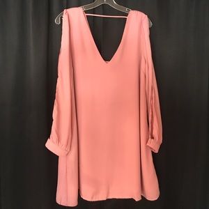 Blush colored LUCCA shoulder cut out dress. NWT