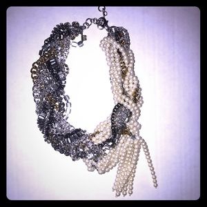 Banana Republic Pearl Silver Statement Necklace Banana Republic Pearl Silver Statement Necklace
