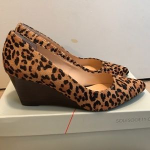 Sole Society Leopard Print Wedges size 8