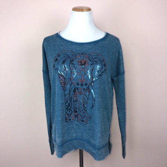 Lucky Brand Sweatshirt Size Medium Elephant Blue - Picture 2 of 7