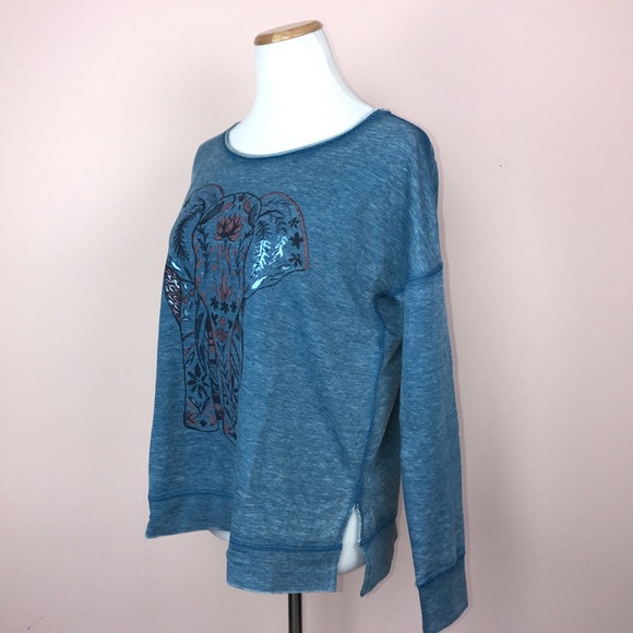 Lucky Brand Sweatshirt Size Medium Elephant Blue - Picture 3 of 7