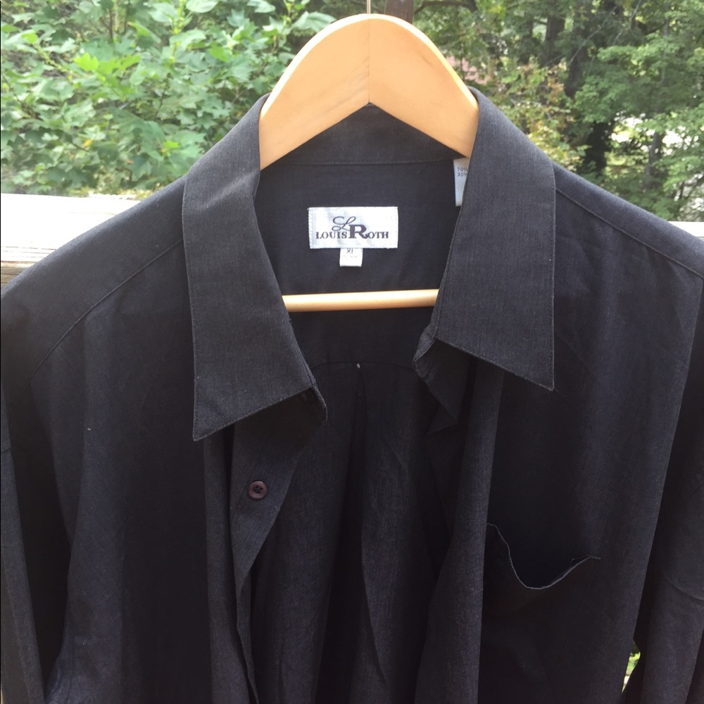 LOUIS ROTH MENS SLATE BLACK DRESS SHIRT