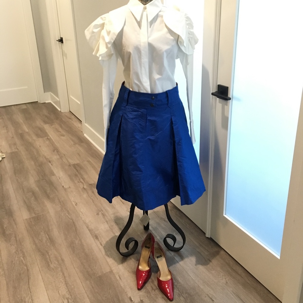 Royal Blue Silk A-Line J Crew Skirt