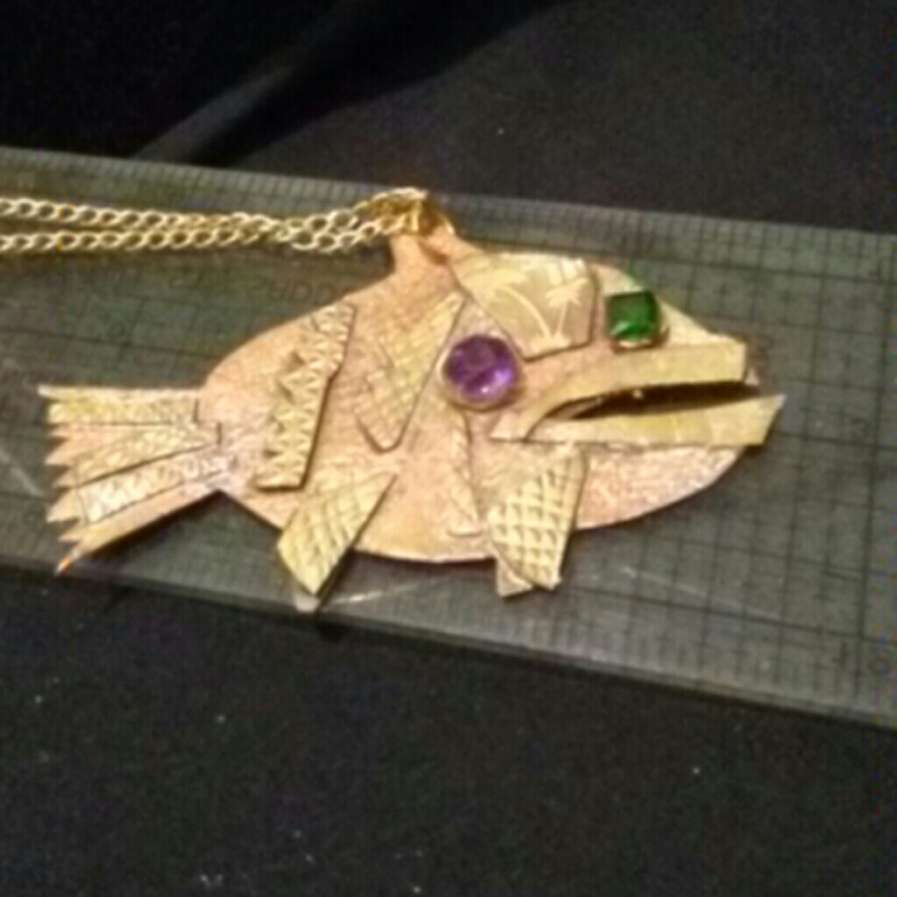Fish pendent, in copper