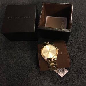 Michael Kors Slim Runway Gold Watch
