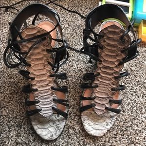 Aldo fake snake skin tie up sandal nwot