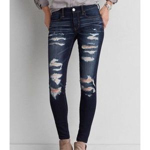 American Eagle dark distressed jeans