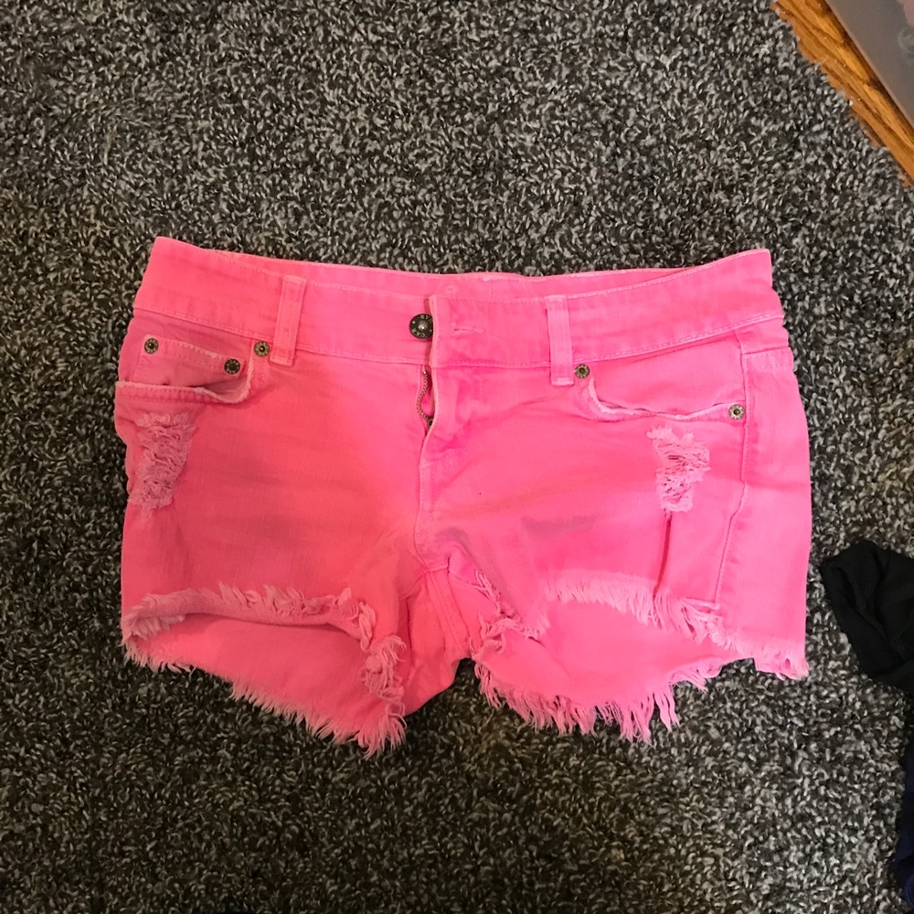 ~LF~ Carmar neon pink jean shorts
