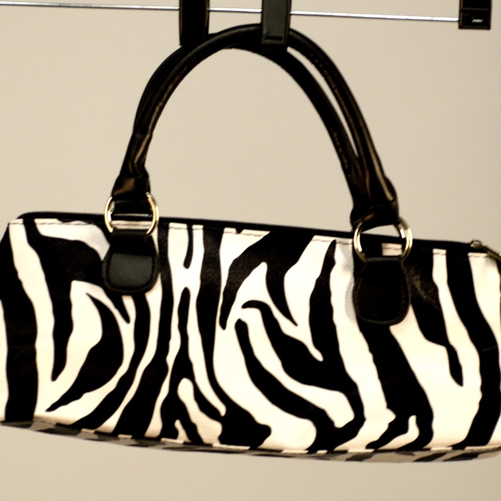 Zebra Print Wine  Purse / Tote