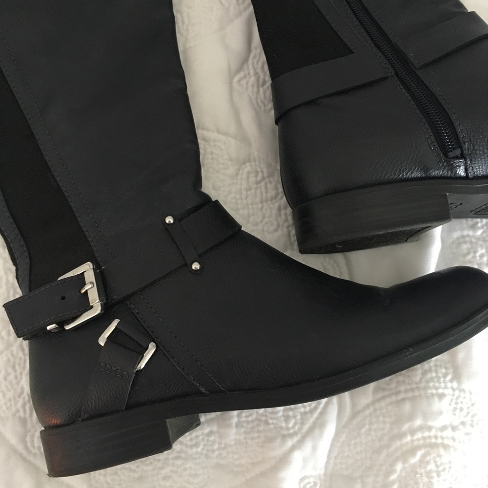 Knee high moto boots