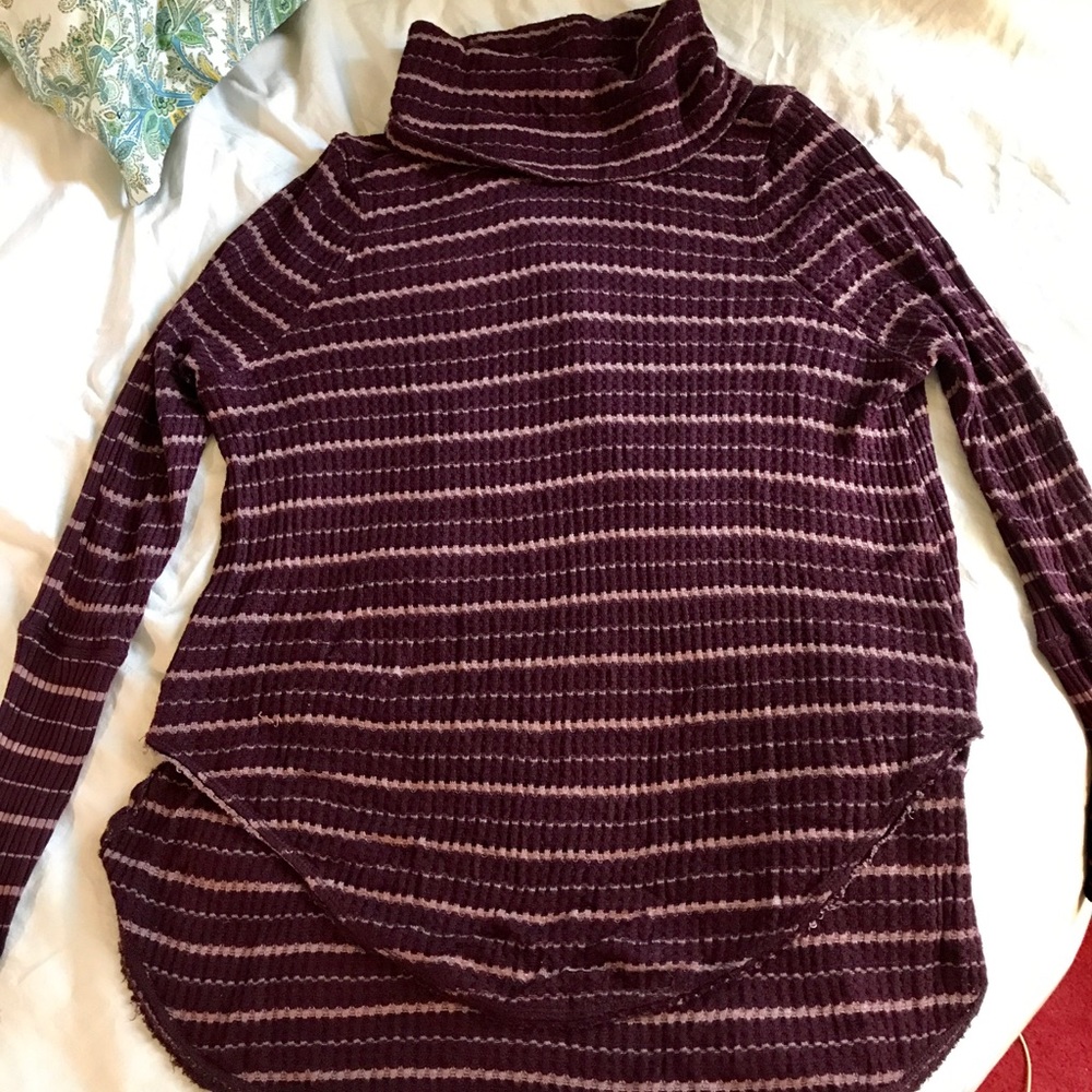 Free People striped thermal turtleneck