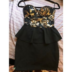 2B (BEBE) black and brown bodycon dress