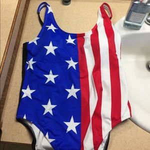 PINK American flag one piece swim suit