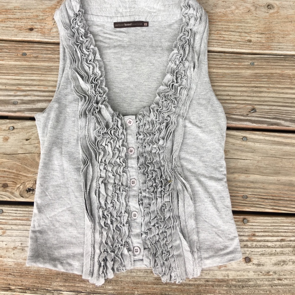 Hazelhaze Ruffle Light Grey Sleeveless Vest