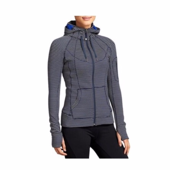 Athleta Jackets & Blazers - Athleta Navy And White Stripe Zip-Up